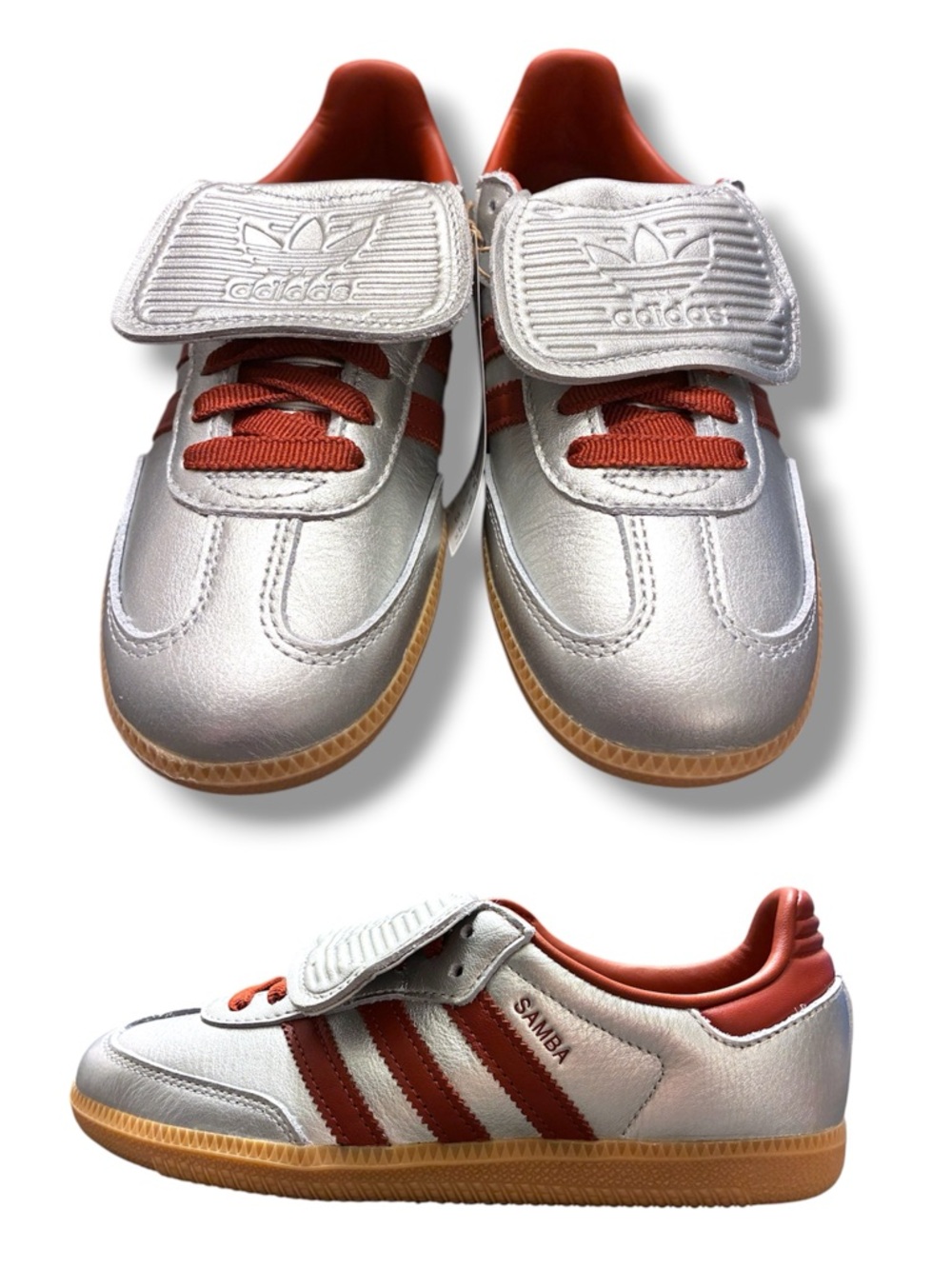 🩶 ✨ Adidas Samba LT W Silver Red Gum Sole Sneakers Women’s 5.5 NWT